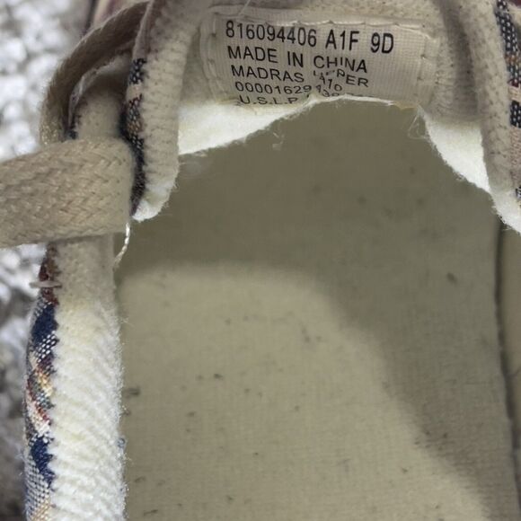 Polo Ralph Lauren Shoes Harold Canvas Madras Plaid Red/White Sneakers Size 9D - Picture 8 of 9